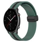 For Amazfit GTR 2e 22mm Folding Magnetic Clasp Silicone Watch Band(Olive Green + Black) - 1
