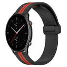 For Amazfit GTR 2e 22mm Folding Magnetic Clasp Silicone Watch Band(Black+Red) - 1