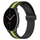 For Amazfit GTR 2e 22mm Folding Magnetic Clasp Silicone Watch Band(Black+Lime Green) - 1