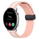 For Amazfit GTR 2 22mm Folding Magnetic Clasp Silicone Watch Band(Pink+White) - 1