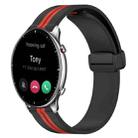 For Amazfit GTR 2 22mm Folding Magnetic Clasp Silicone Watch Band(Black+Red) - 1