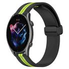 For Amazfit 3 22mm Folding Magnetic Clasp Silicone Watch Band(Black+Lime Green) - 1