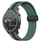 For Amazfit GTR 47mm 22mm Folding Magnetic Clasp Silicone Watch Band(Olive Green + Black) - 1
