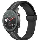 For Amazfit GTR 47mm 22mm Folding Magnetic Clasp Silicone Watch Band(Black+Grey) - 1