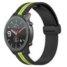 For Amazfit GTR 47mm 22mm Folding Magnetic Clasp Silicone Watch Band(Black+Lime Green) - 1