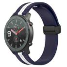 For Amazfit GTR 47mm 22mm Folding Magnetic Clasp Silicone Watch Band(Midnight Blue + White) - 1