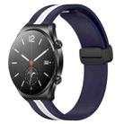 For Xiaomi MI Watch S1 22mm Folding Magnetic Clasp Silicone Watch Band(Midnight Blue + White) - 1