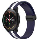 For Xiaomi MI Watch S1 Pro 22mm Folding Magnetic Clasp Silicone Watch Band(Midnight Blue + White) - 1