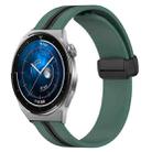 For Huawei Watch GT3 Pro 46mm 22mm Folding Magnetic Clasp Silicone Watch Band(Olive Green + Black) - 1