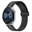 For Huawei Watch GT3 46mm 22mm Folding Magnetic Clasp Silicone Watch Band(Black+Grey) - 1