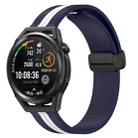 For Huawei Watch GT Runner 22mm Folding Magnetic Clasp Silicone Watch Band(Midnight Blue + White) - 1