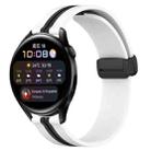 For Huawei Watch 3 22mm Folding Magnetic Clasp Silicone Watch Band(White+Black) - 1