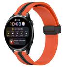 For Huawei Watch 3 22mm Folding Magnetic Clasp Silicone Watch Band(Orange+Black) - 1