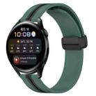 For Huawei Watch 3 22mm Folding Magnetic Clasp Silicone Watch Band(Olive Green + Black) - 1