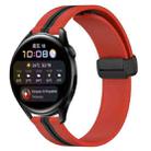 For Huawei Watch 3 22mm Folding Magnetic Clasp Silicone Watch Band(Red+Black) - 1