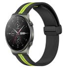 For Huawei GT2 Pro 22mm Folding Magnetic Clasp Silicone Watch Band(Black+Lime Green) - 1