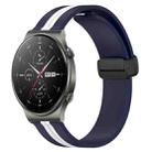 For Huawei GT2 Pro 22mm Folding Magnetic Clasp Silicone Watch Band(Midnight Blue + White) - 1