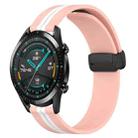 For Huawei GT2 46mm 22mm Folding Magnetic Clasp Silicone Watch Band(Pink+White) - 1