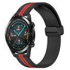 For Huawei GT2 46mm 22mm Folding Magnetic Clasp Silicone Watch Band(Black+Red) - 1