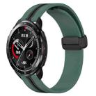 For Honor Watch GS Pro 22mm Folding Magnetic Clasp Silicone Watch Band(Olive Green + Black) - 1