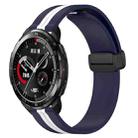 For Honor Watch GS Pro 22mm Folding Magnetic Clasp Silicone Watch Band(Midnight Blue + White) - 1