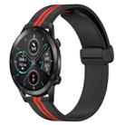 For Honor Magic Watch 2 46mm 22mm Folding Magnetic Clasp Silicone Watch Band(Black+Red) - 1