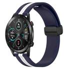 For Honor Magic Watch 2 46mm 22mm Folding Magnetic Clasp Silicone Watch Band(Midnight Blue + White) - 1