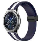 For Samsung Gear S3 Classic 22mm Folding Magnetic Clasp Silicone Watch Band(Midnight Blue + White) - 1