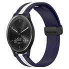 For Garmin Vivomove Sport 20mm Folding Magnetic Clasp Silicone Watch Band(Midnight Blue + White) - 1