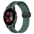 For Garmin Venu 2 Plus 20mm Folding Magnetic Clasp Silicone Watch Band(Olive Green + Black) - 1