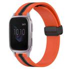 For Garmin Venu SQ 20mm Folding Magnetic Clasp Silicone Watch Band(Orange+Black) - 1