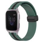 For Garmin Venu SQ 20mm Folding Magnetic Clasp Silicone Watch Band(Olive Green + Black) - 1