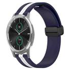 For Garminmove Luxe 20mm Folding Magnetic Clasp Silicone Watch Band(Midnight Blue + White) - 1