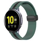 For Samsung Galaxy Watch Active 2 40mm 20mm Folding Magnetic Clasp Silicone Watch Band(Olive Green + Black) - 1