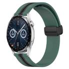 For Huawei Watch GT3 42mm 20mm Folding Magnetic Clasp Silicone Watch Band(Olive Green + Black) - 1