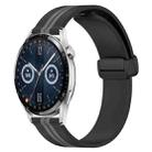 For Huawei Watch GT3 42mm 20mm Folding Magnetic Clasp Silicone Watch Band(Black+Grey) - 1
