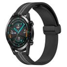 For Huawei Watch GT2 42mm 20mm Folding Magnetic Clasp Silicone Watch Band(Black+Grey) - 1