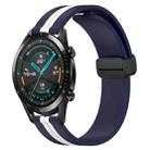 For Huawei Watch GT2 42mm 20mm Folding Magnetic Clasp Silicone Watch Band(Midnight Blue + White) - 1