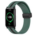 For Honor Watch ES 20mm Folding Magnetic Clasp Silicone Watch Band(Olive Green + Black) - 1