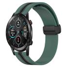 For Honor MagicWatch2 42mm 20mm Folding Magnetic Clasp Silicone Watch Band(Olive Green + Black) - 1