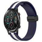 For Honor MagicWatch2 42mm 20mm Folding Magnetic Clasp Silicone Watch Band(Midnight Blue + White) - 1