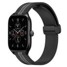 For Amazfit GTS 4 20mm Folding Magnetic Clasp Silicone Watch Band(Black+Grey) - 1