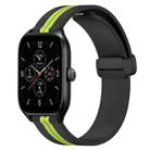 For Amazfit GTS 4 20mm Folding Magnetic Clasp Silicone Watch Band(Black+Lime Green) - 1