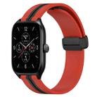 For Amazfit GTS 4 20mm Folding Magnetic Clasp Silicone Watch Band(Red+Black) - 1