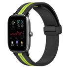 For Amazfit GTS 2 Mini 20mm Folding Magnetic Clasp Silicone Watch Band(Black+Lime Green) - 1