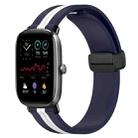 For Amazfit GTS 2 Mini 20mm Folding Magnetic Clasp Silicone Watch Band(Midnight Blue + White) - 1