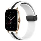 For Amazfit GTS 2 20mm Folding Magnetic Clasp Silicone Watch Band(White+Black) - 1