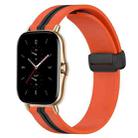 For Amazfit GTS 2 20mm Folding Magnetic Clasp Silicone Watch Band(Orange+Black) - 1