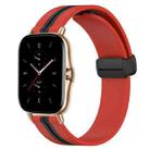 For Amazfit GTS 2 20mm Folding Magnetic Clasp Silicone Watch Band(Red+Black) - 1