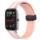 For Amazfit GTS 20mm Folding Magnetic Clasp Silicone Watch Band(Pink+White) - 1